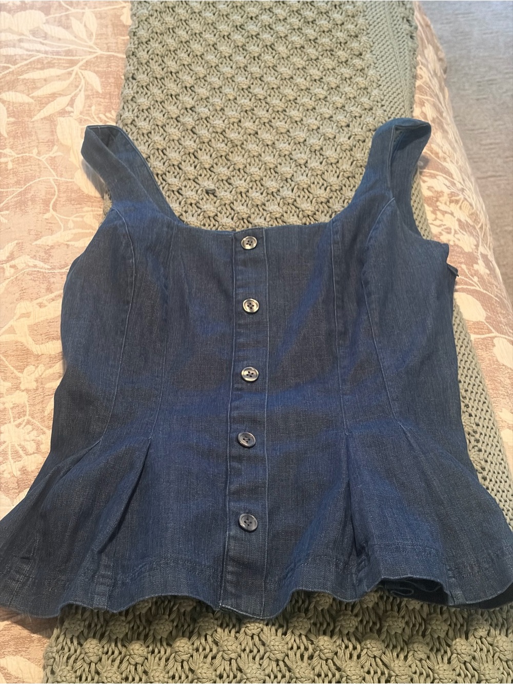 Banana Republic Dark Blue Denim Button-Front Peplum Camisole